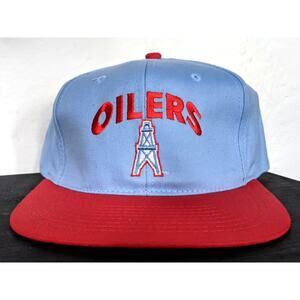 NEW Houston Oilers 90s DREW Pearson Two Tone Twill snapback hat blue red NFL vtg